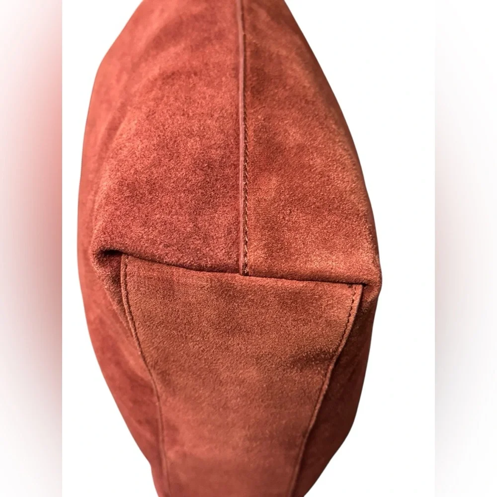Margot New York Burgundy/Rust Suede Hobo Bucket Bag - Picture 7 of 12
